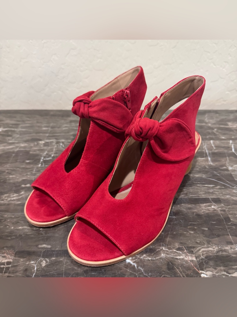 Bernardo Lizzie Red Suede Leather Sandal Booties